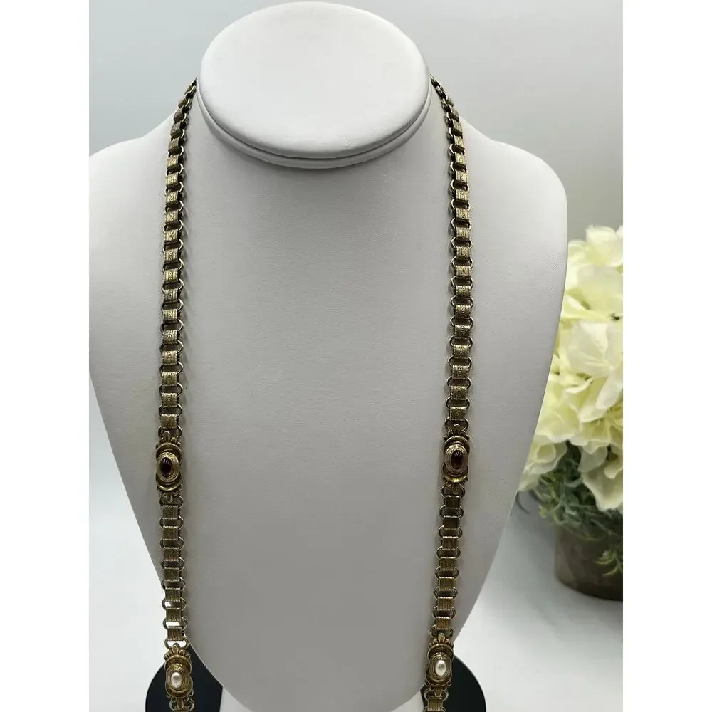 Vintage Gold Tone Book Chain Belt 34